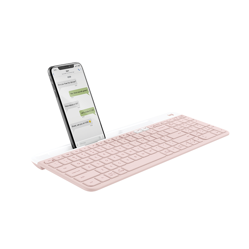 罗技K580轻薄多设备无线键盘 玫瑰粉