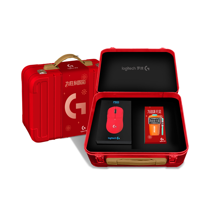罗技 胜利之红礼盒（罗技PRO X SUPERLIGHT超轻无线游戏鼠标（红）+智能像素咖啡杯-橙色