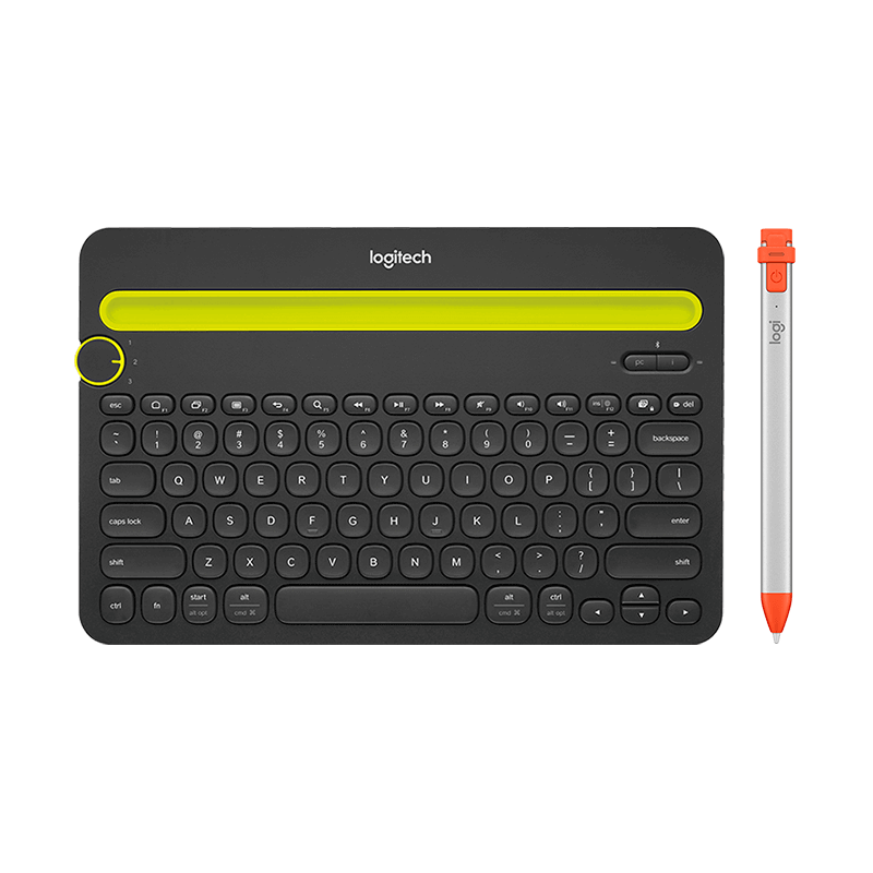 罗技 Crayon 多功能精准数字笔IP10+K480 蓝牙多功能键盘