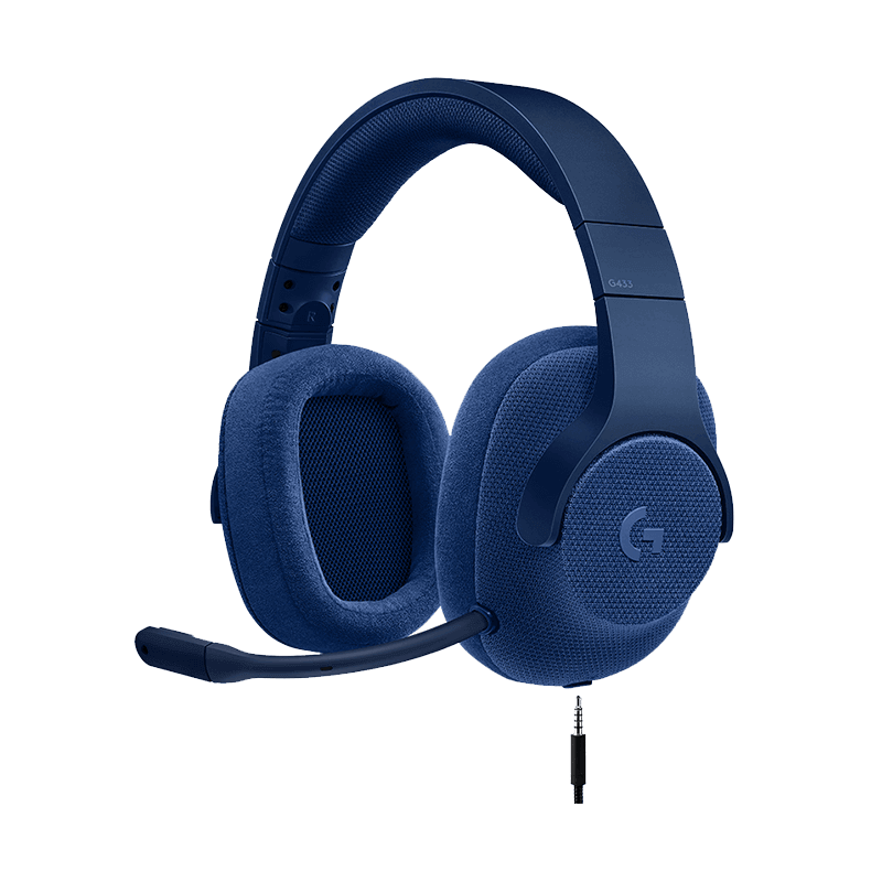 罗技 G433 7.1 有线环绕声游戏耳机麦克风 蓝色